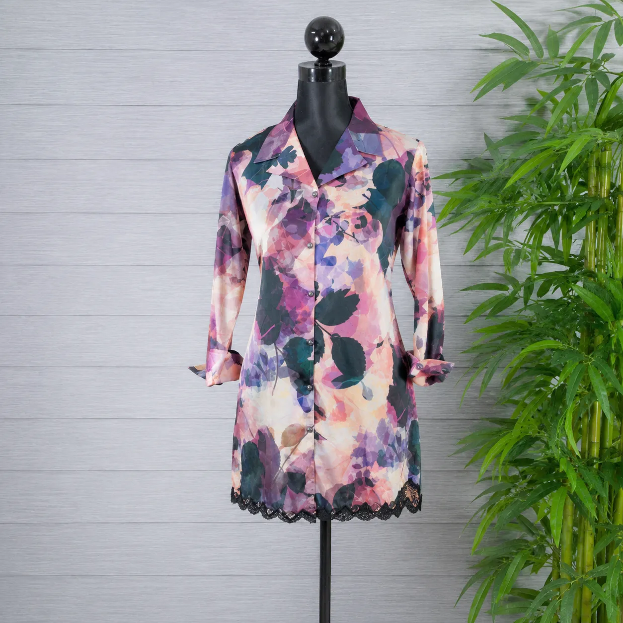 Women's Floral Print Longline Tunic with Black Pants